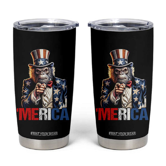 Bigfoot Merica Tumbler Cup American Flag Patriotic 4th Of July Uncle Sam TS10