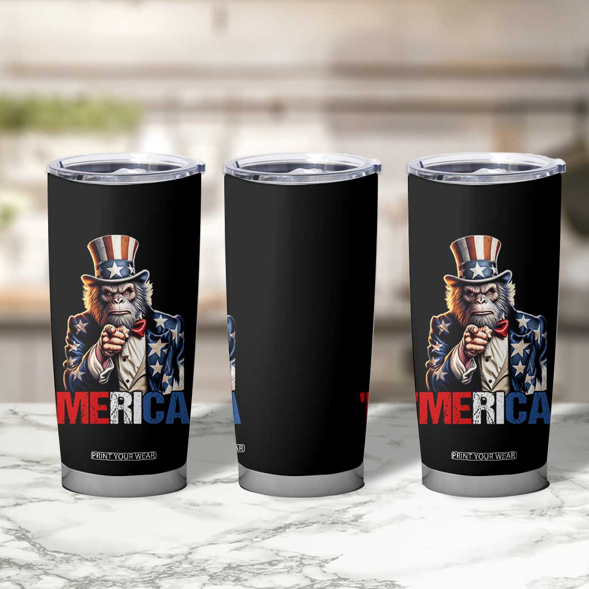 Bigfoot Merica Tumbler Cup American Flag Patriotic 4th Of July Uncle Sam TS10