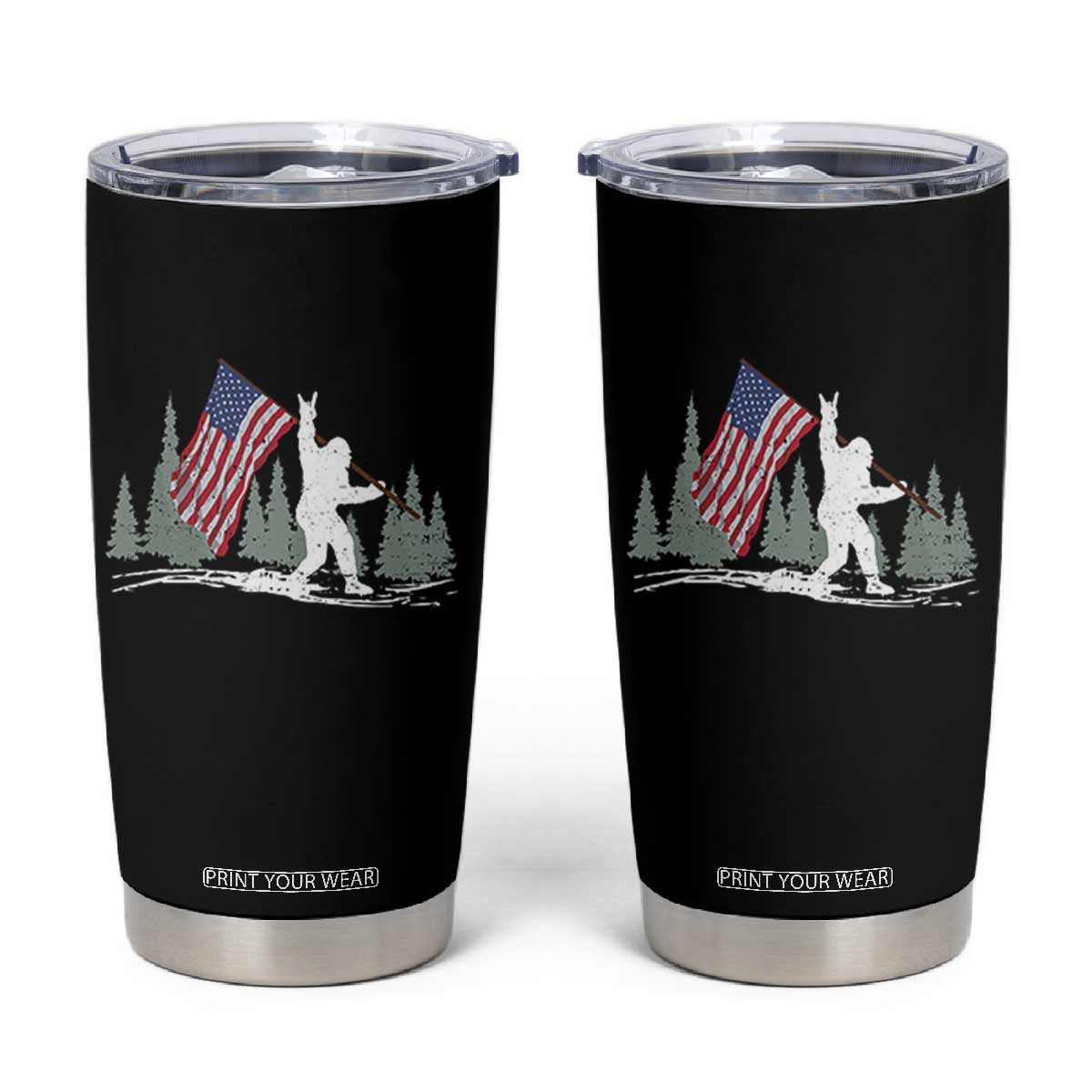 Bigfoot Tumbler Cup Sasquatch American Flag Patriotic TS10