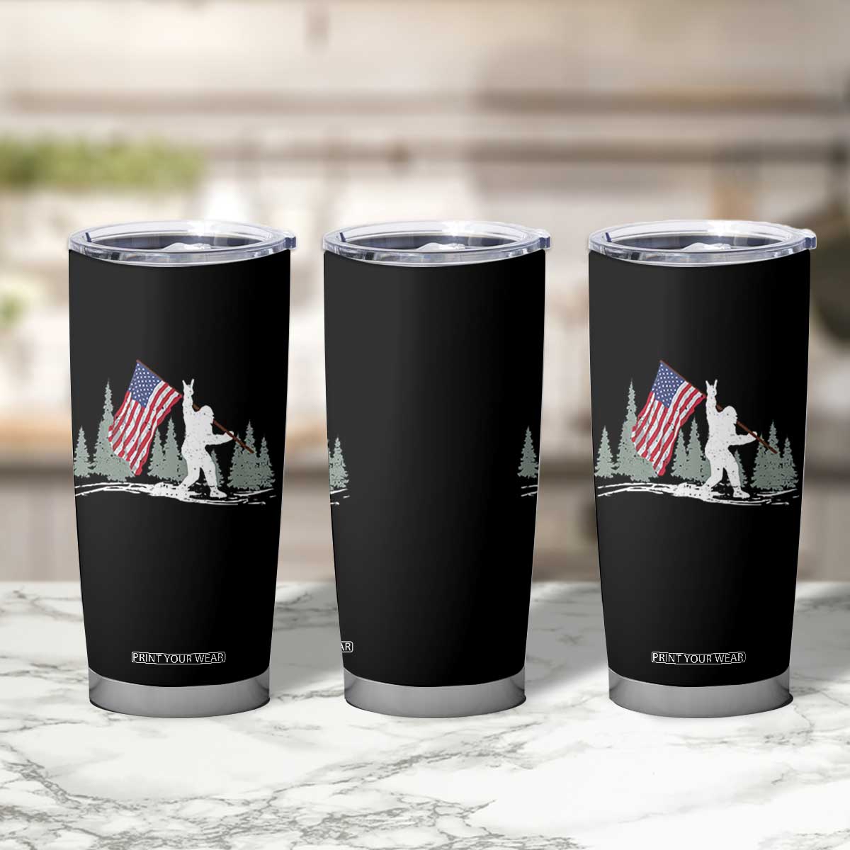 Bigfoot Tumbler Cup Sasquatch American Flag Patriotic TS10