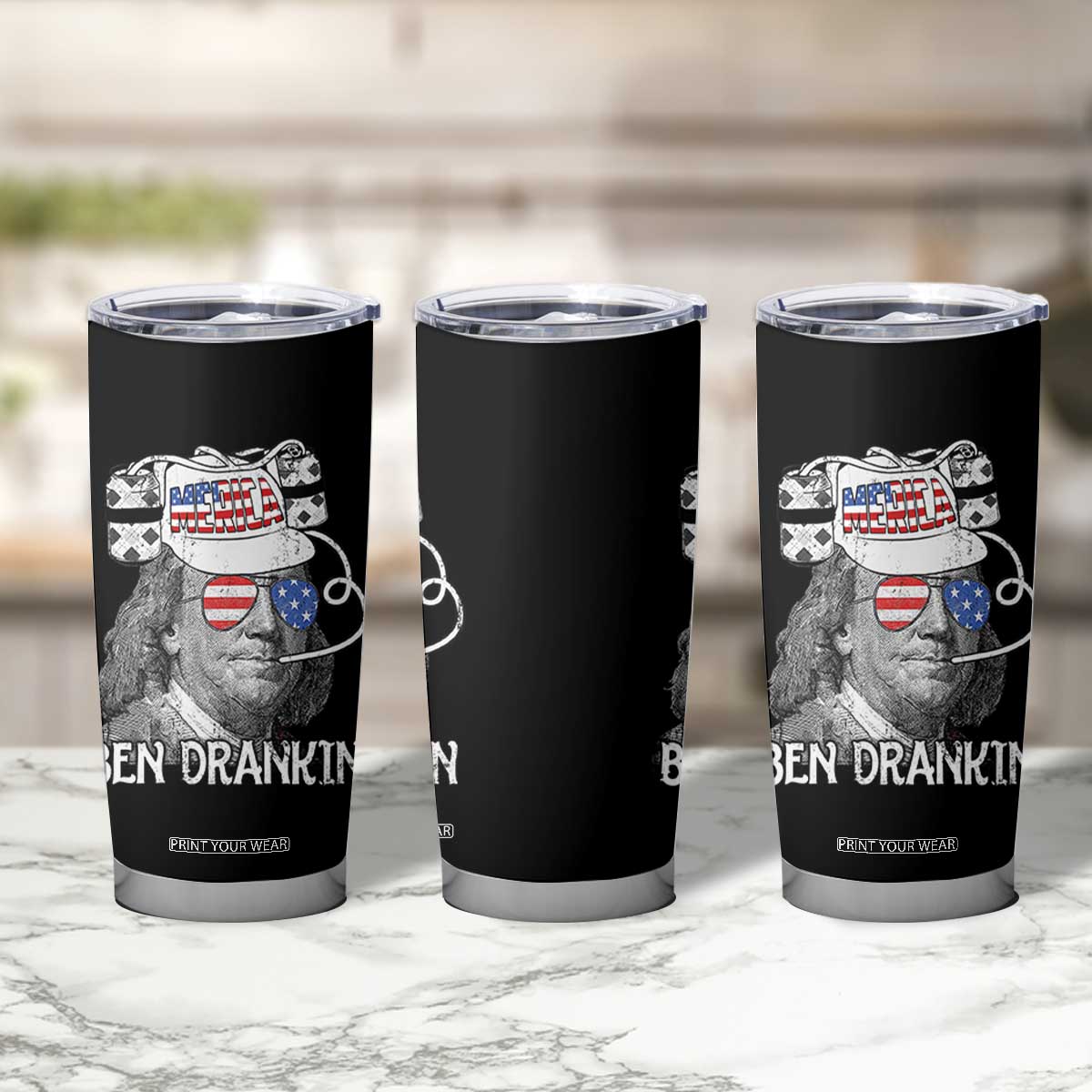 4th of July Ben Drankin Tumbler Cup Funny Benjamin Franklin USA Flag TS10