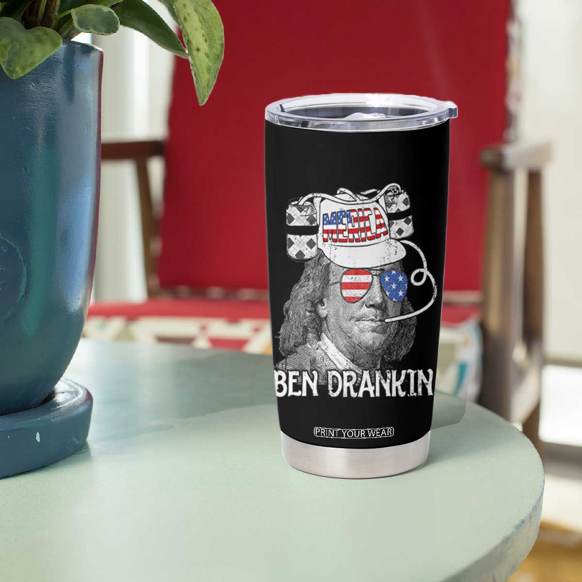 4th of July Ben Drankin Tumbler Cup Funny Benjamin Franklin USA Flag TS10