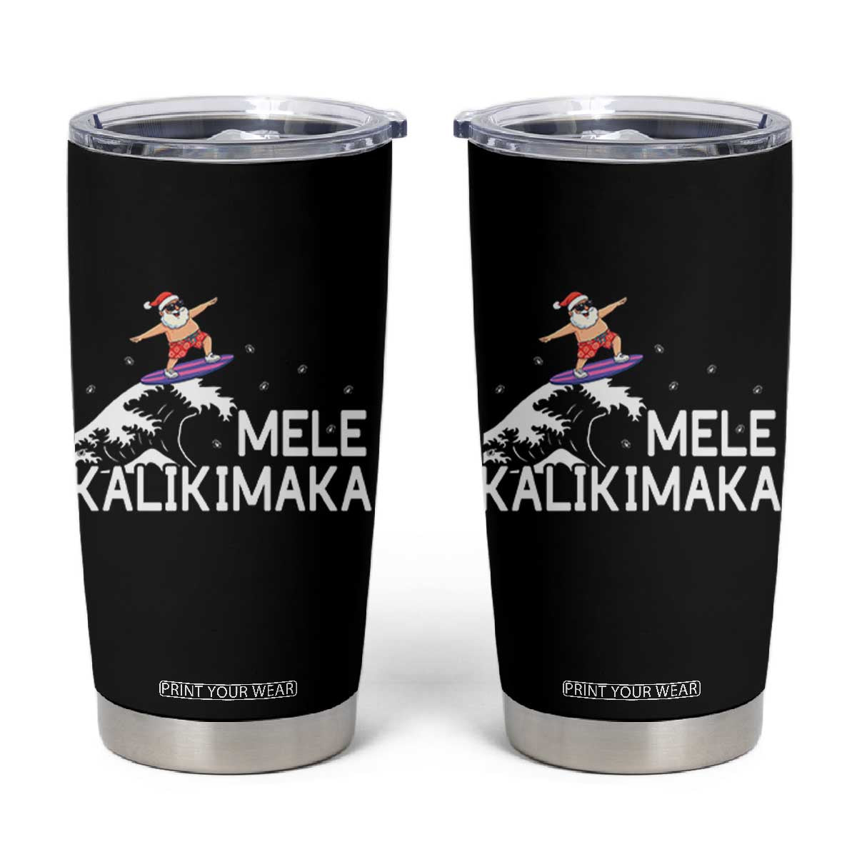 Christmas In July Surfing Santa Tumbler Cup Mele Kalikimaka Summer Beach Hawaii TS10