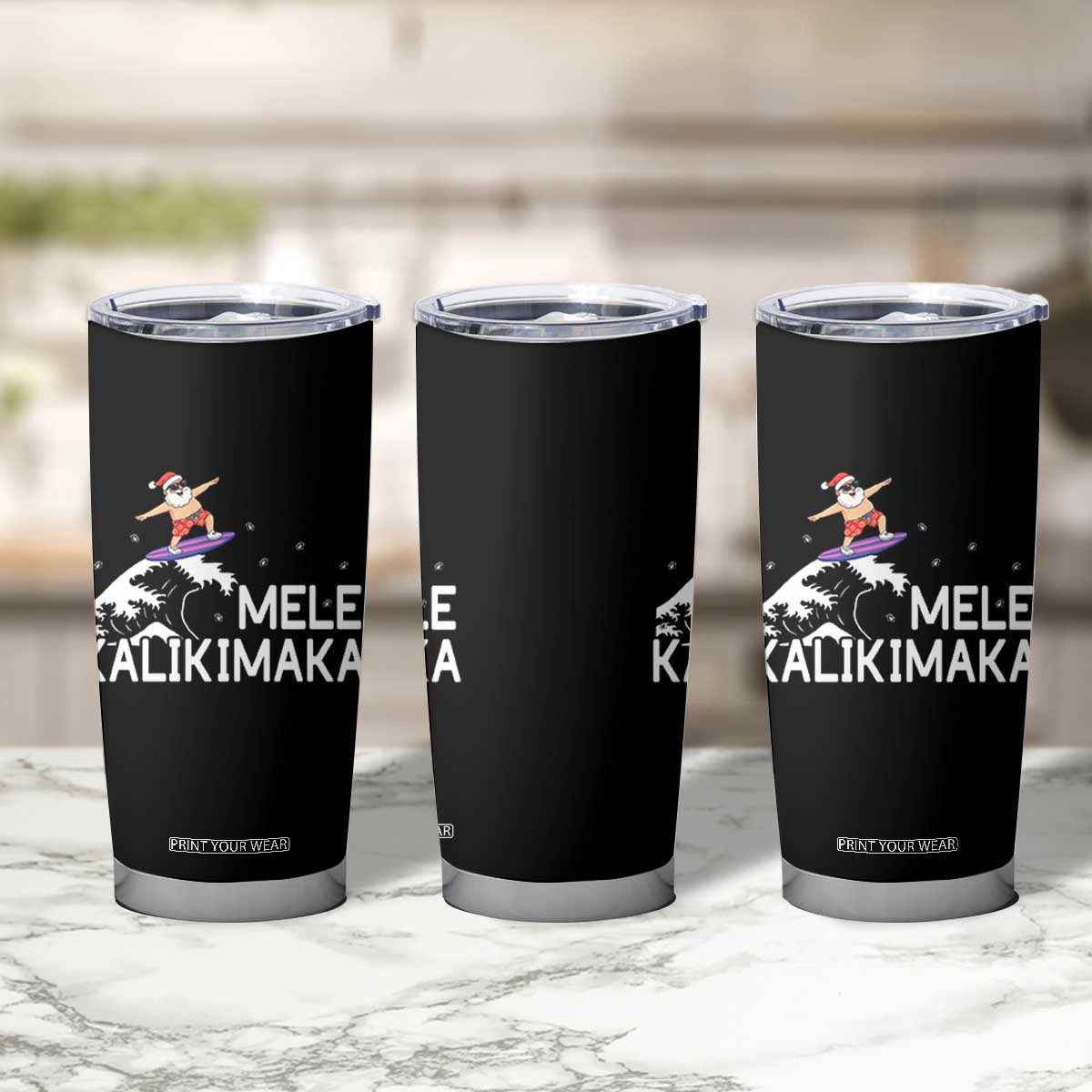 Christmas In July Surfing Santa Tumbler Cup Mele Kalikimaka Summer Beach Hawaii TS10