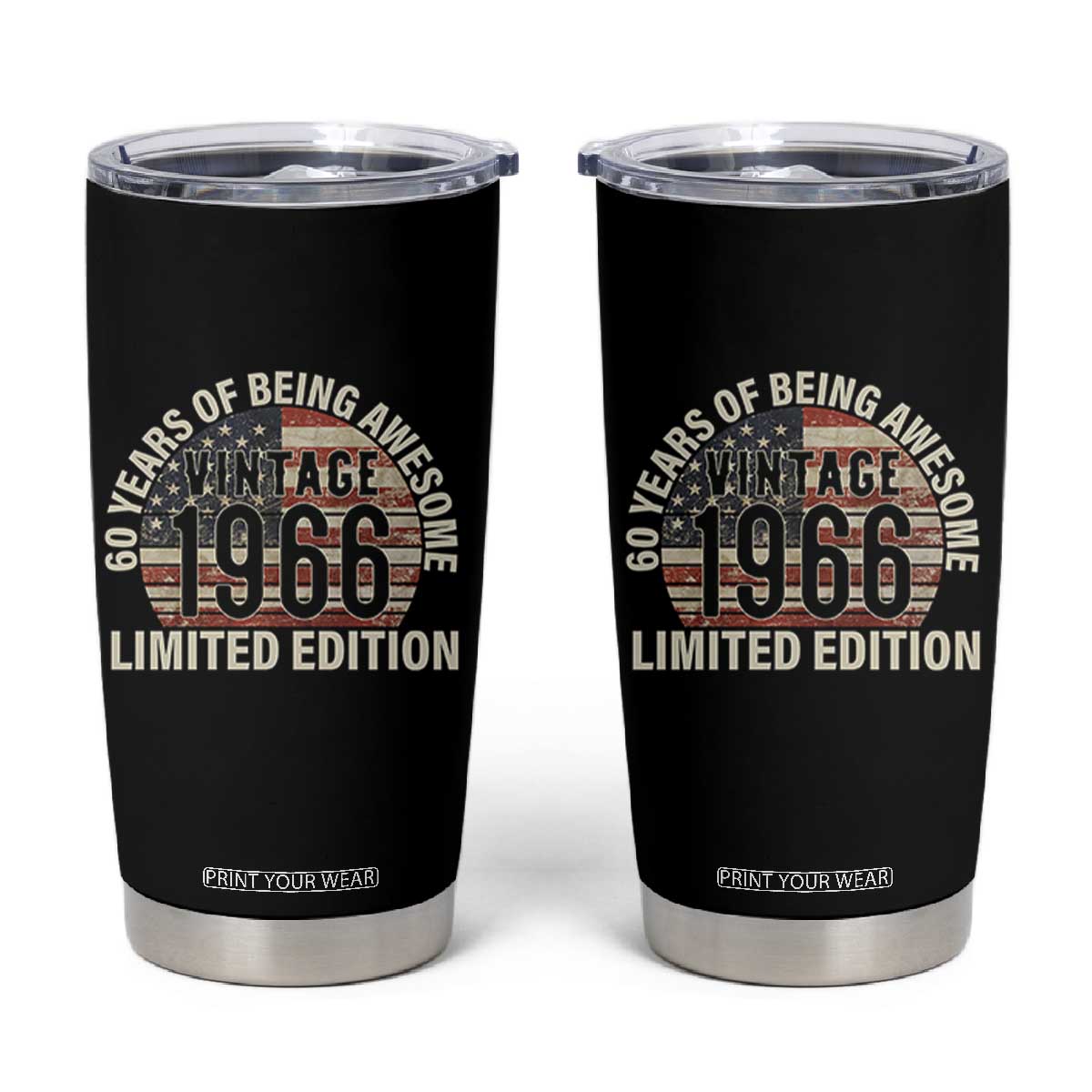 60th Birthday Tumbler Cup Vintage 1966 Limited Edition 60 Years Of Being Awesome American Flag TS11
