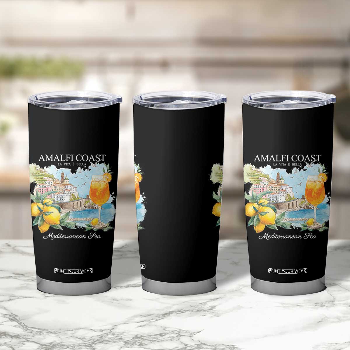 Amalfi Coast Italy Travel Tumbler Cup La Vita E Bella Lemon Travel Souvenir TS11