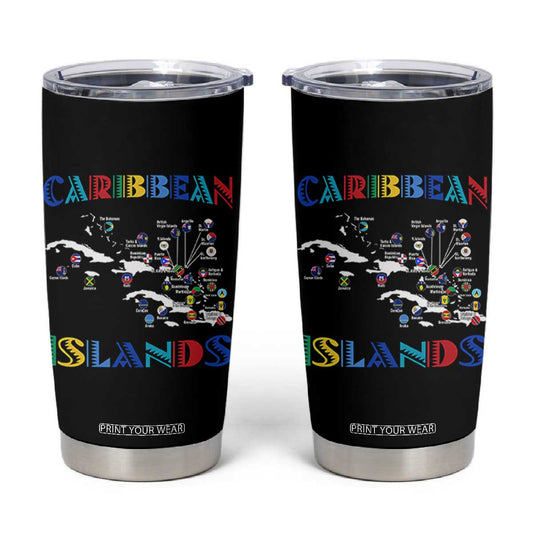 Caribbean Islands Tumbler Cup Caribbean Sea Tour Map Flag TS11
