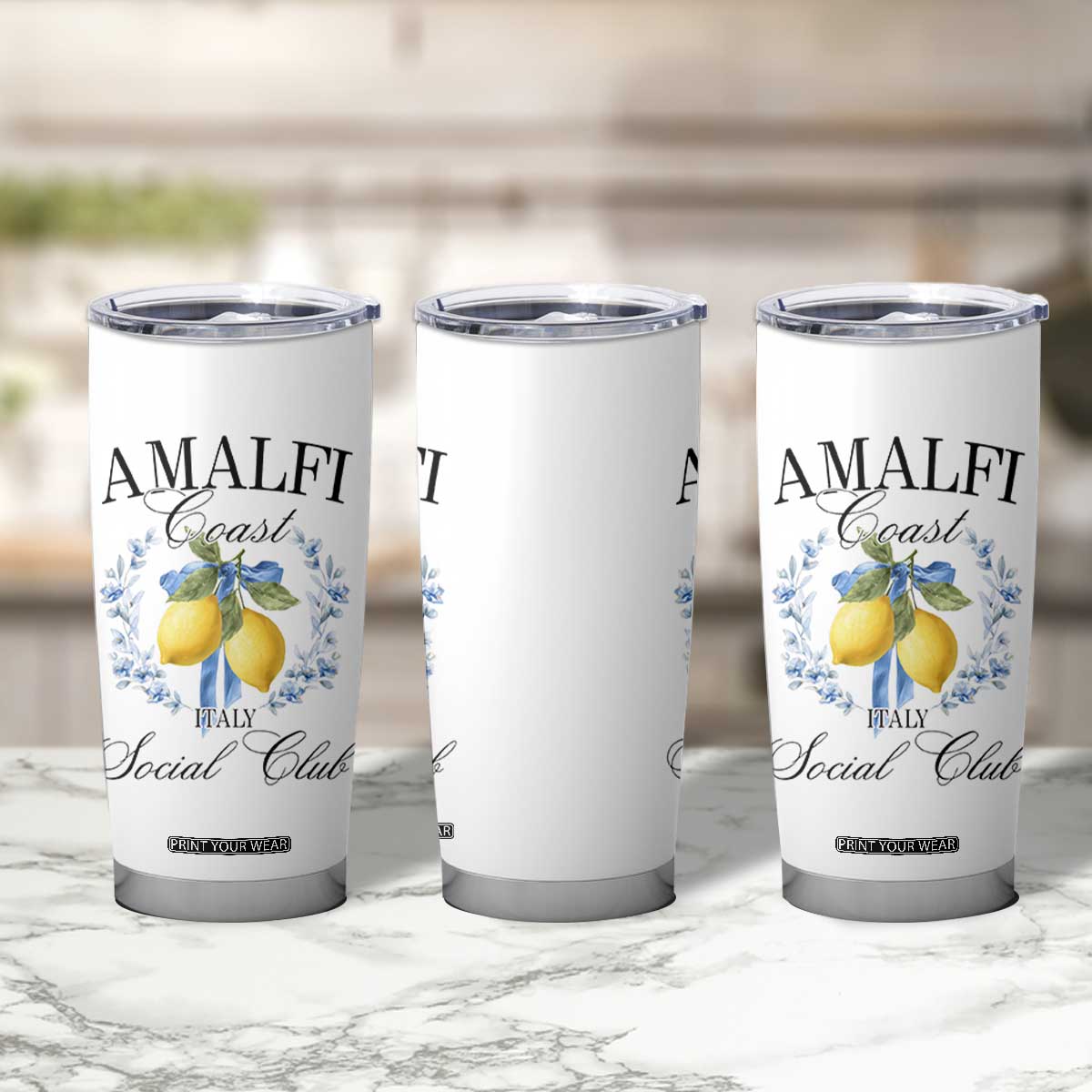 Amalfi Italy Coast Social Club Tumbler Cup Coquette Bow Lemon Travel TS11