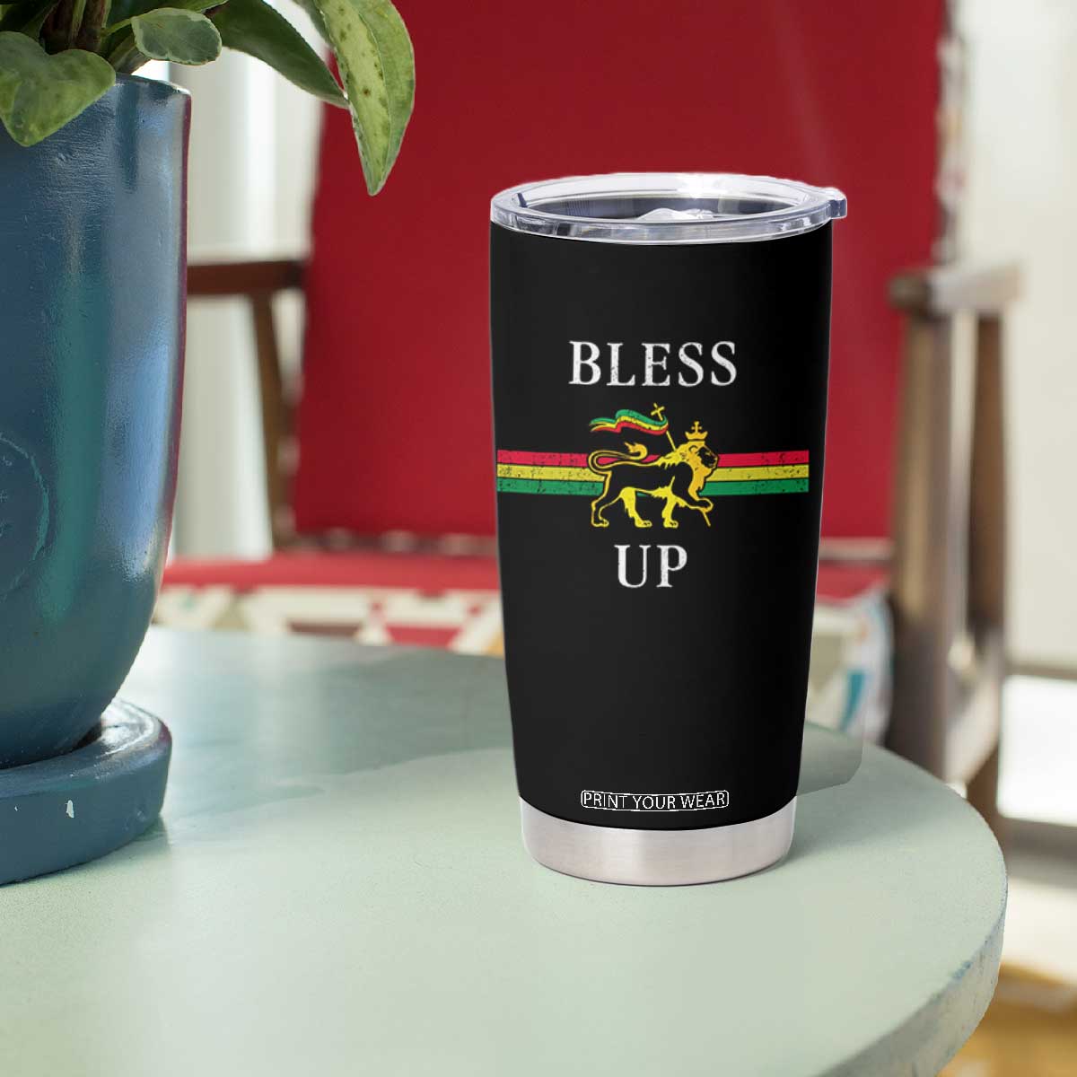 Bless Up Tumbler Cup Rastafari Lion Of Judah Reggae Music TS11