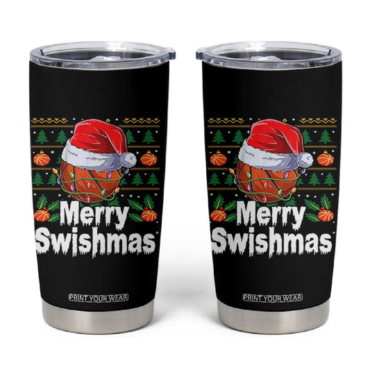 Basketball Christmas Tumbler Cup Funny Merry Swishmas Sports TS12