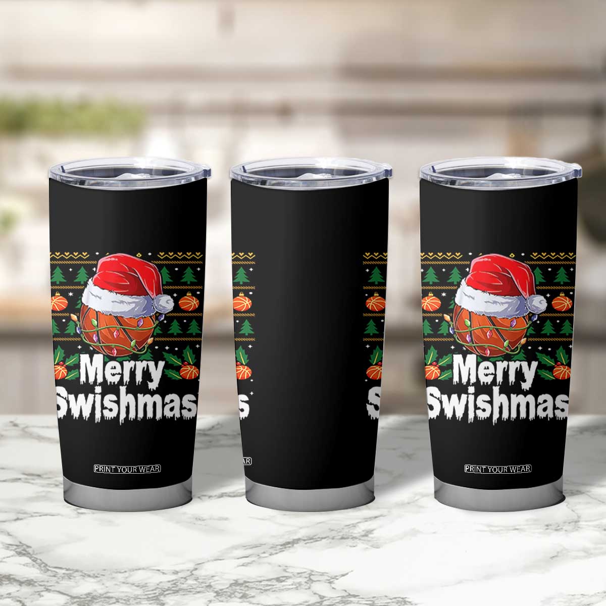 Basketball Christmas Tumbler Cup Funny Merry Swishmas Sports TS12
