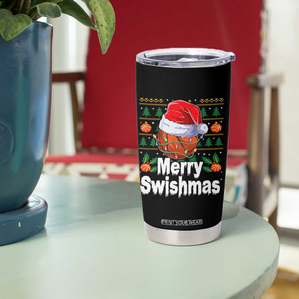 Basketball Christmas Tumbler Cup Funny Merry Swishmas Sports TS12