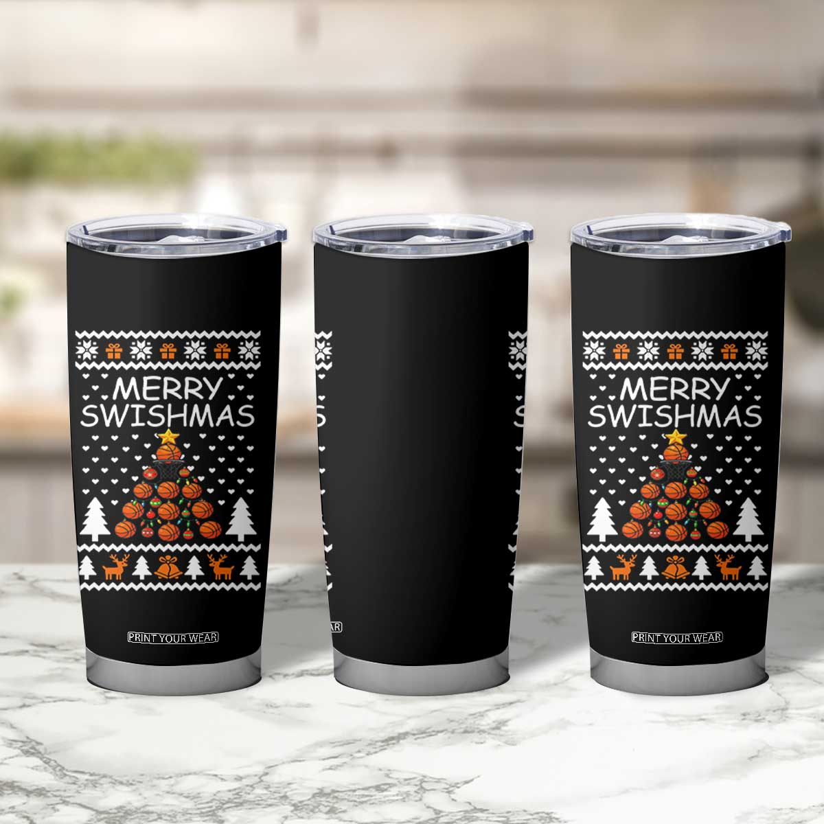 Basketball Merry Swishmas Tumbler Cup Christmas Tree Sports TS12