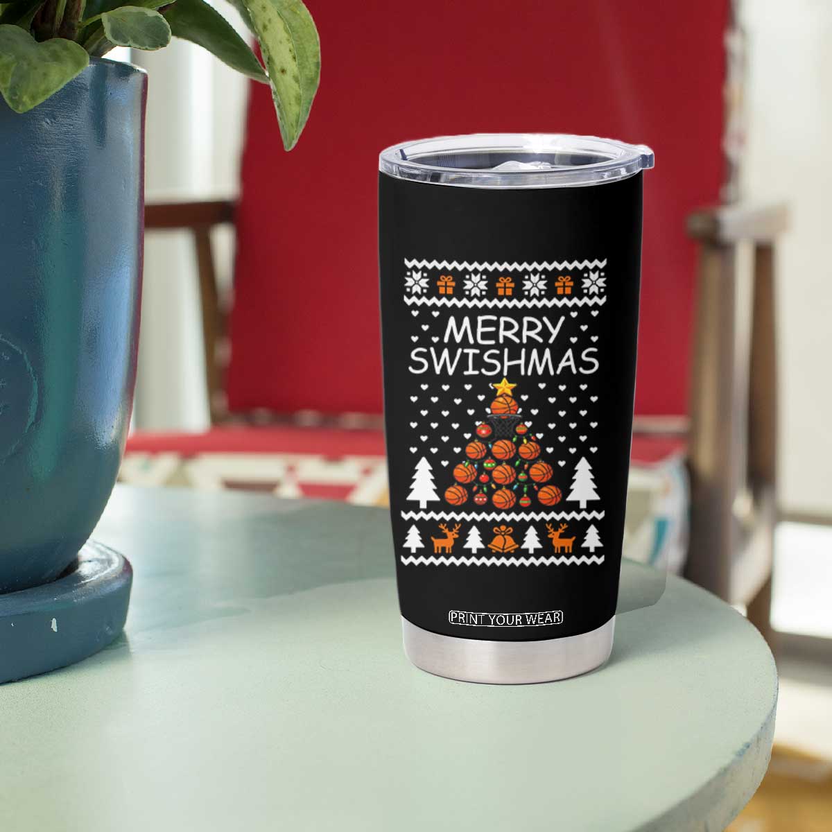 Basketball Merry Swishmas Tumbler Cup Christmas Tree Sports TS12