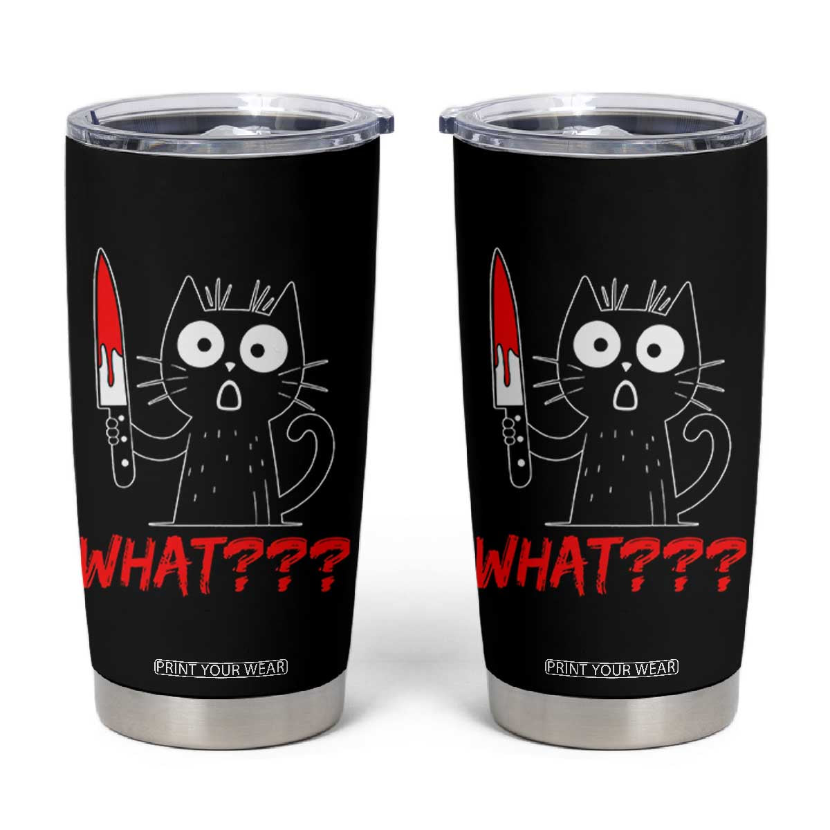 Black Cat Halloween Tumbler Cup What Killer Kitten With Knife TS12
