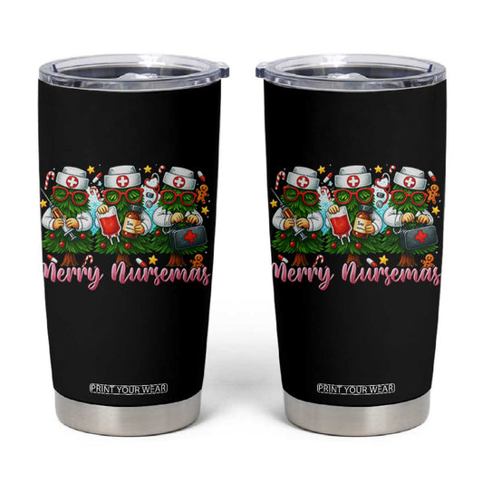 Christmas Nurse Tumbler Cup Funny Merry Nursemas Pine Tree TS12