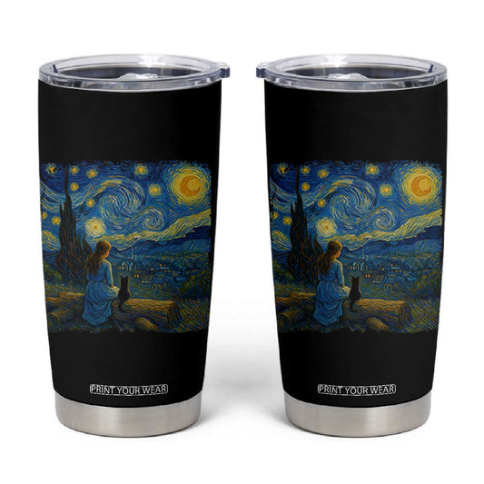 Cute Cat Starry Night Tumbler Cup Kitty Lovers TS14