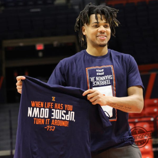Terrence Shannon Jr. unveils Upside-down banner shirt