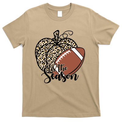 Tis The Season Leopard Pumpkin Football Fall Autumn T-Shirt