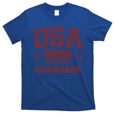 Usa Land Of The Free Maroon Graphic Gift T-Shirt