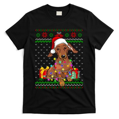 Ugly Sweater Christmas Lights Dachshund Dog Lover T-Shirt