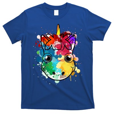 Unicorn Water Color Horse Mom Paint Splat Love Gift T-Shirt