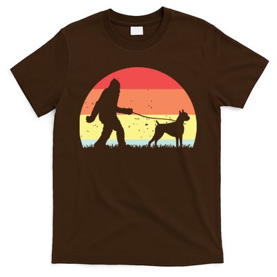 Vintage Bigfoot Walking Boxer Dog Sasquatch Funny Gifts T-Shirt