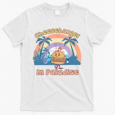 Vintage Funny Cheeseburger In Paradise Summer Vacation Vibe T-Shirt