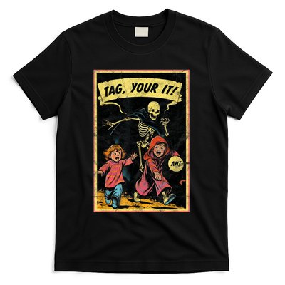 Vintage Halloween Child Game Horror Tag Your It Grim Reaper T-Shirt