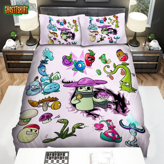 Video Games, Plants Vs Zombies, Night Plants Bed Sheets Spread Duvet Cover Bedding Set