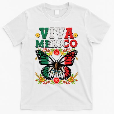Viva Mexico Mexican Independence Day Butterfly T-Shirt