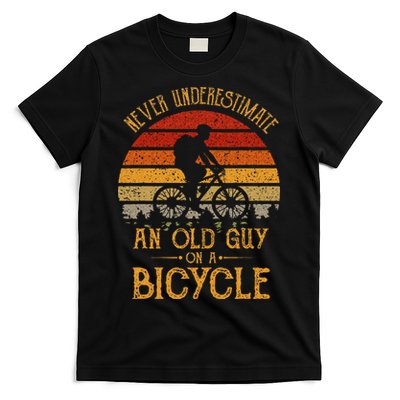 Vintage Never Underestimate An Old Guy On A Bicycle Cycling T-Shirt