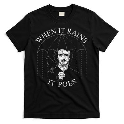 Vintage When It Rains It Poes Funny Edgar Allan Poe T-Shirt