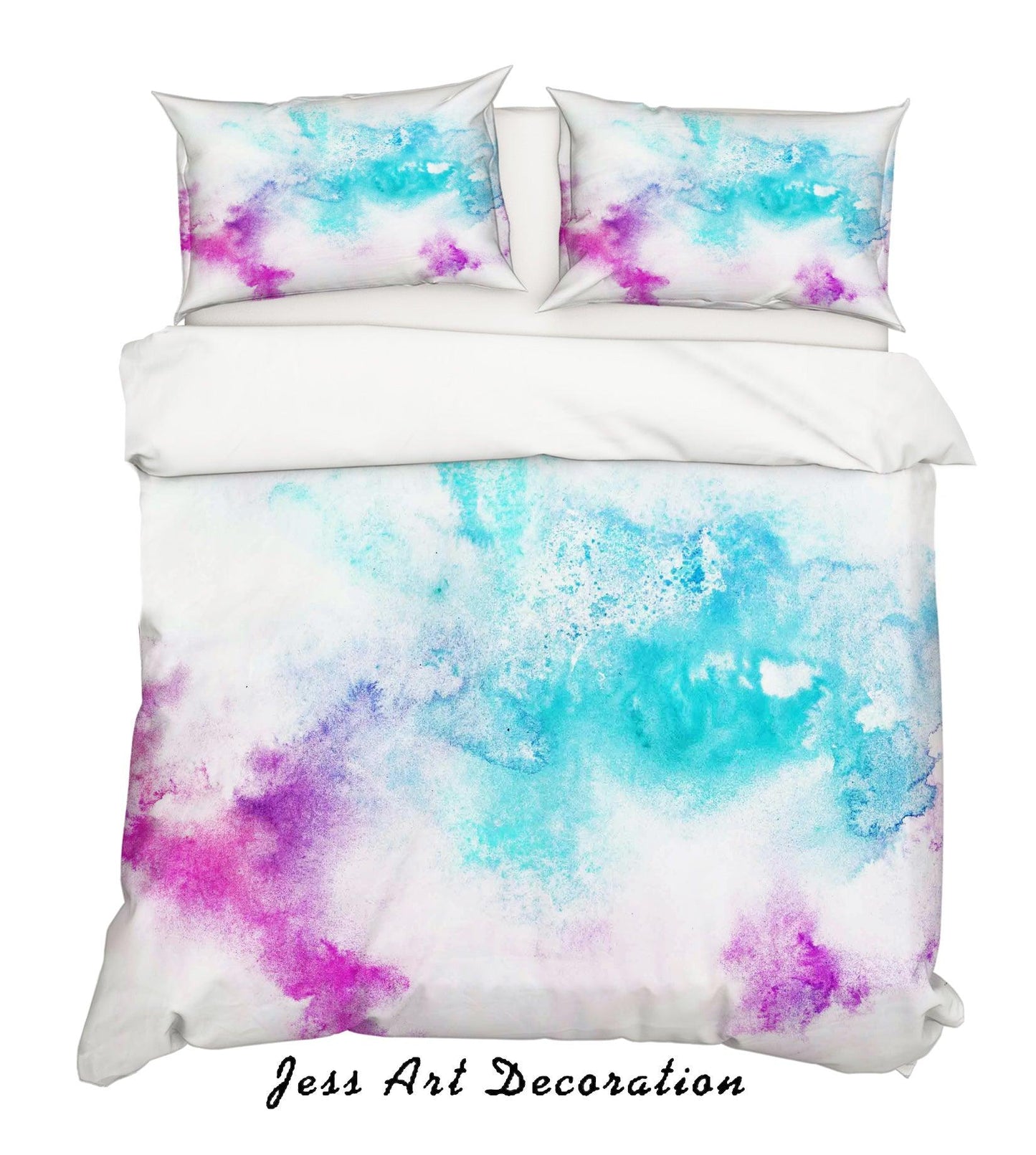 3D Blue Pink Watercolor Quilt Cover Set Bedding Set Pillowcases 25