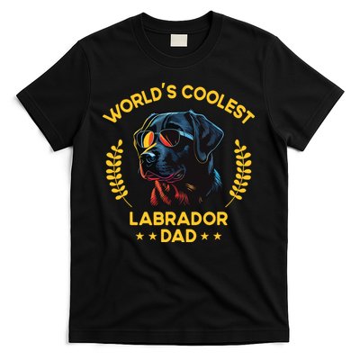 Worlds Coolest Dog Dad Papa Men Black Labrador T-Shirt
