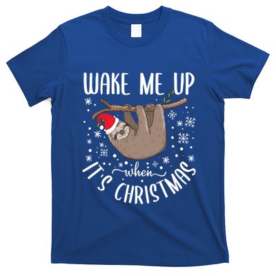 Wake Me Up When ItS Christmas Funny Sloth Xmas Gift T-Shirt