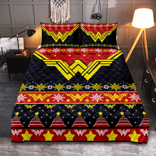 Personalized Wonder Woman 3-pc Quilt Bedding Set for Christmas Decor Ideas