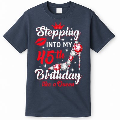 Wo Stepping Into My 45th Birthday Like a Queen, Funny Gift T-Shirt