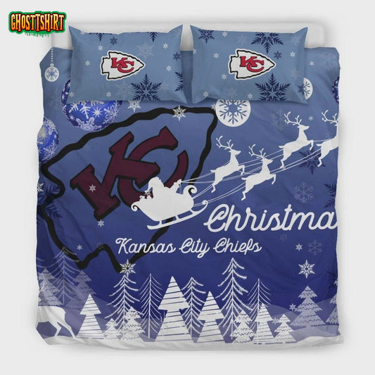 Xmas Gift Kansas City Chiefs NFL Team Duvet Cover Quilt Cover Pillowcase Bedding Set